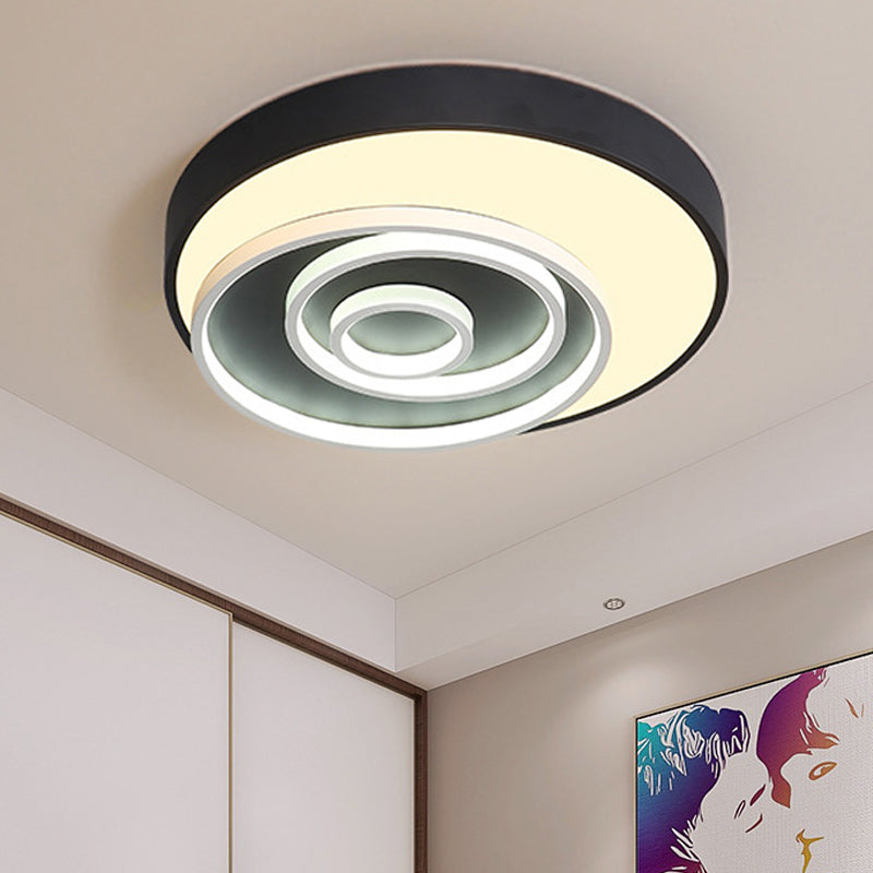 16"/19.5" Multi-Ring Flush Mount Fixture in Black - Acrylic, 1 Light, Round, Ceiling Lights with Warm/White/Natural Glow