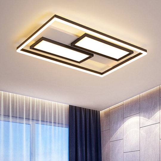 16"/19.5"/35.5"/43" Wide SuperThin Flush Light - Nordic Style, Black Metal, LED Ceiling Light (Warm/White)