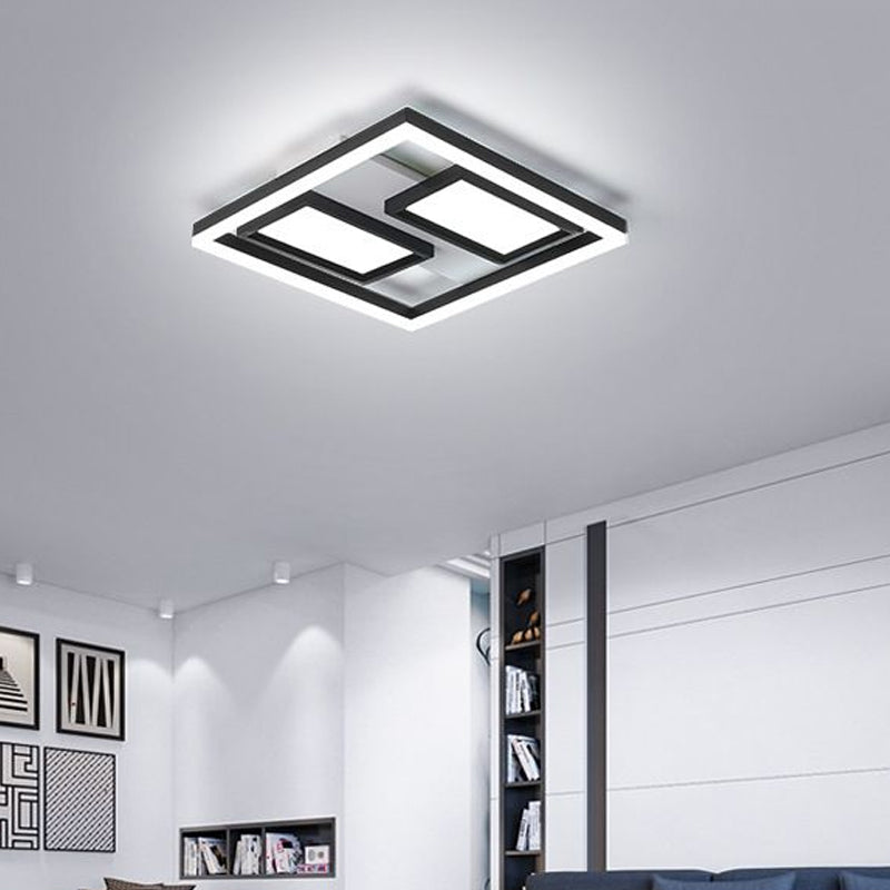 16"/19.5"/35.5"/43" Wide SuperThin Flush Light - Nordic Style, Black Metal, LED Ceiling Light (Warm/White)