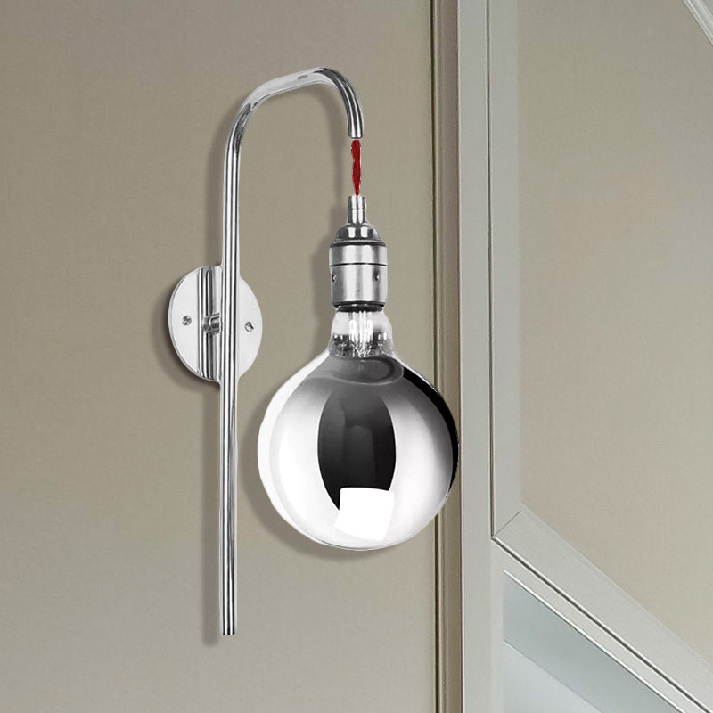 Modern Chrome/Gold Sconce Light With Clear Glass Globe Fixture For Living Room