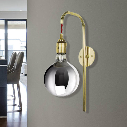 Modern Chrome/Gold Sconce Light With Clear Glass Globe Fixture For Living Room