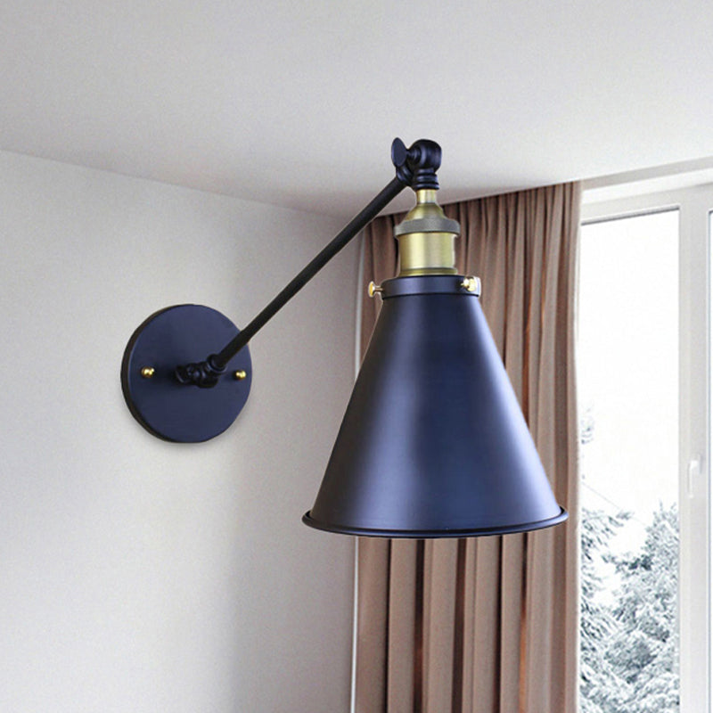 Retro Stylish Black Conical Wall Sconce Light - 2 Pack