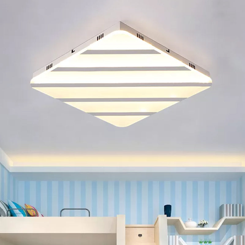 White Stripe Acrylic Flush Ceiling Light with LED Lamp for Dining Room