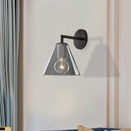 Minimalist Glass Cone Wall Sconce 1/2 Lights Black/Brass Bedside Lighting