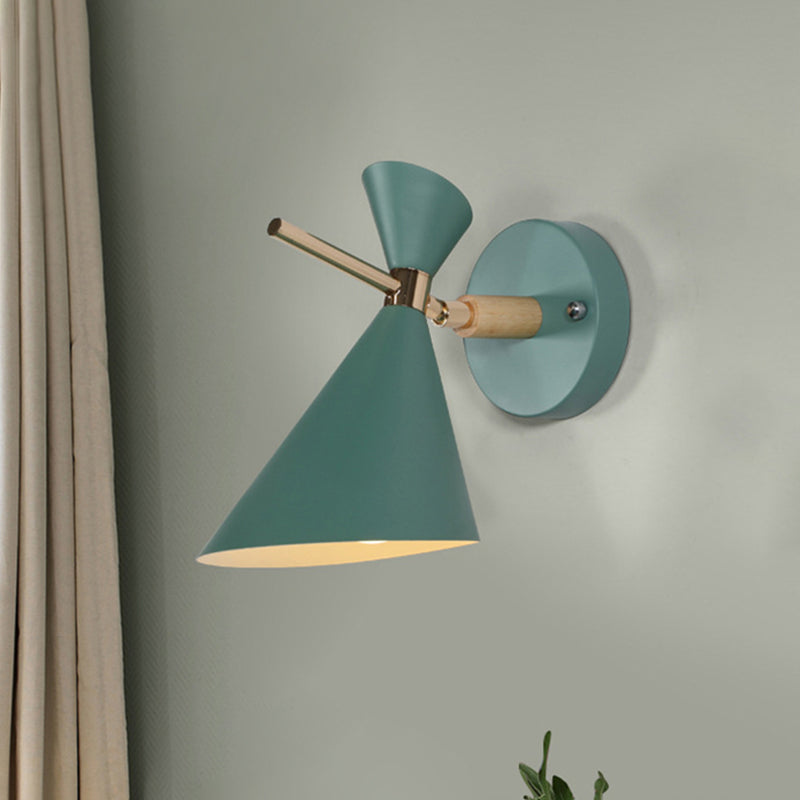 Macaron Metal Wall Sconce - Angle Shade 1 Light Black/White/Pink/Yellow/Green Bedroom