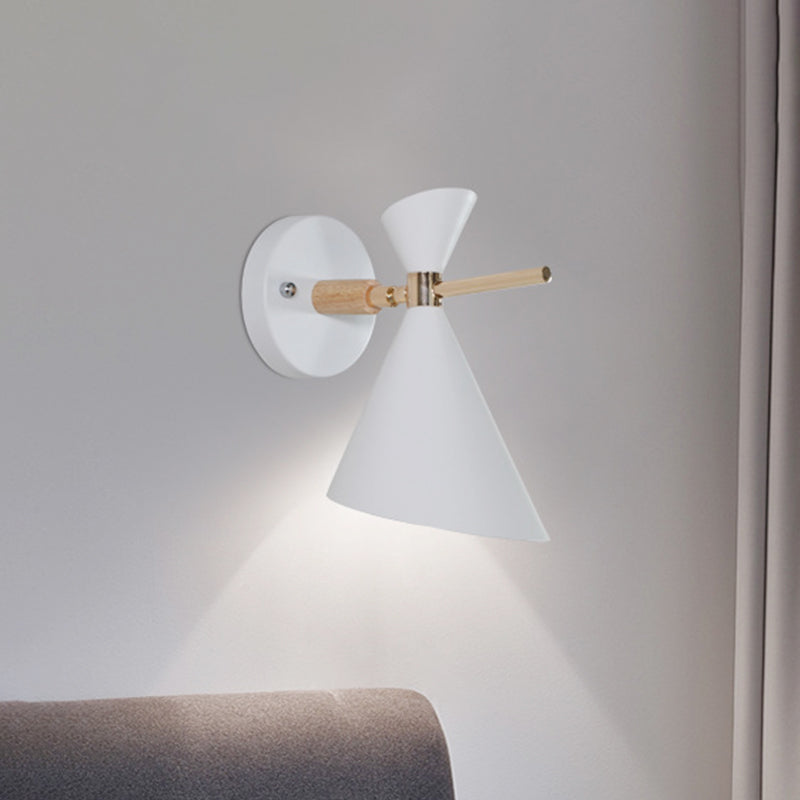 Macaron Metal Wall Sconce - Angle Shade 1 Light Black/White/Pink/Yellow/Green Bedroom