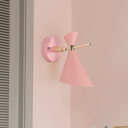 Macaron Metal Wall Sconce - Angle Shade 1 Light Black/White/Pink/Yellow/Green Bedroom