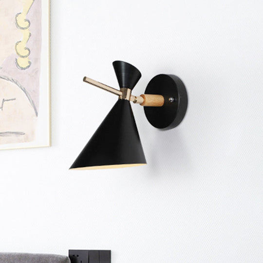 Macaron Metal Wall Sconce - Angle Shade 1 Light Black/White/Pink/Yellow/Green Bedroom