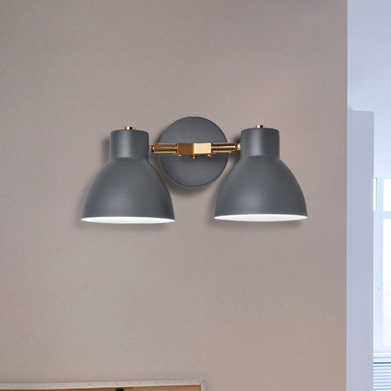 Double Shade Gray/Green Nordic Wall Sconce With Metallic Finish - Perfect Living Room Lighting