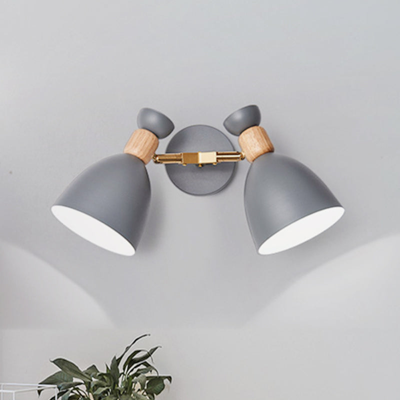 Double Shade Gray/Green Nordic Wall Sconce With Metallic Finish - Perfect Living Room Lighting