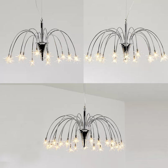 Silver Finish Firework Pendant Chandelier - Metal Romantic Pretty Ideal For Dining Room