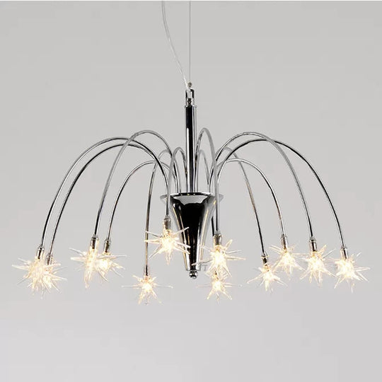 Silver Finish Firework Pendant Chandelier - Metal Romantic Pretty Ideal For Dining Room 12 /