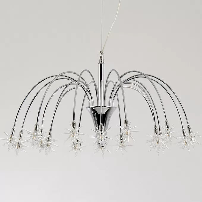 Silver Finish Firework Pendant Chandelier - Metal Romantic Pretty Ideal For Dining Room