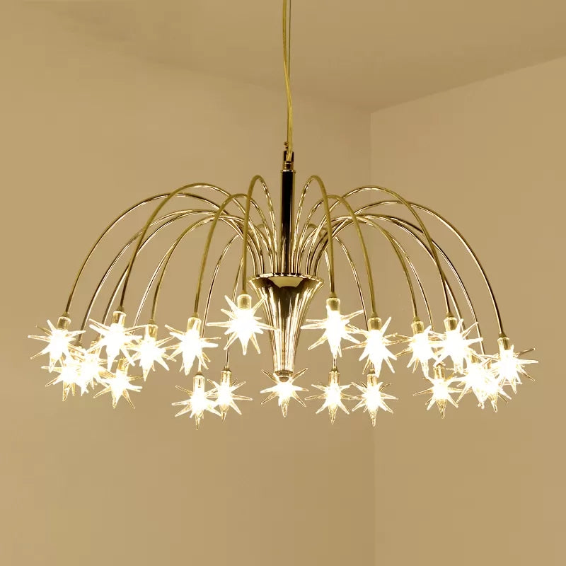 Silver Finish Firework Pendant Chandelier - Metal Romantic Pretty Ideal For Dining Room