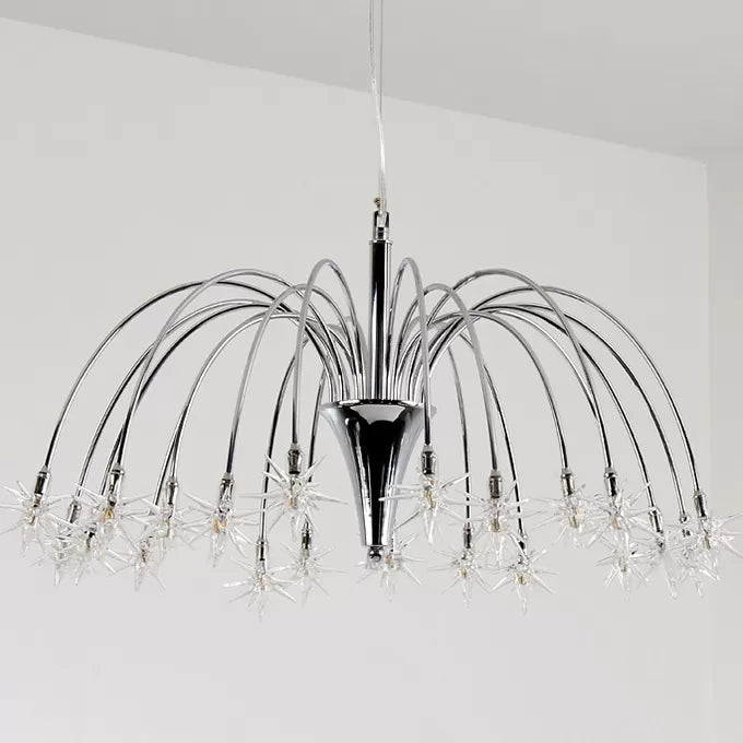 Silver Finish Firework Pendant Chandelier - Metal Romantic Pretty Ideal For Dining Room