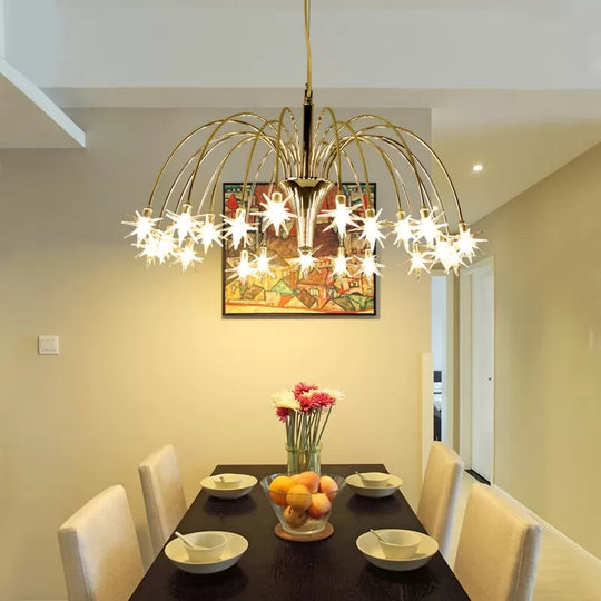 Silver Finish Firework Pendant Chandelier - Metal Romantic Pretty Ideal For Dining Room