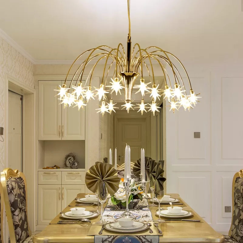 Silver Finish Firework Pendant Chandelier - Metal Romantic Pretty Ideal For Dining Room