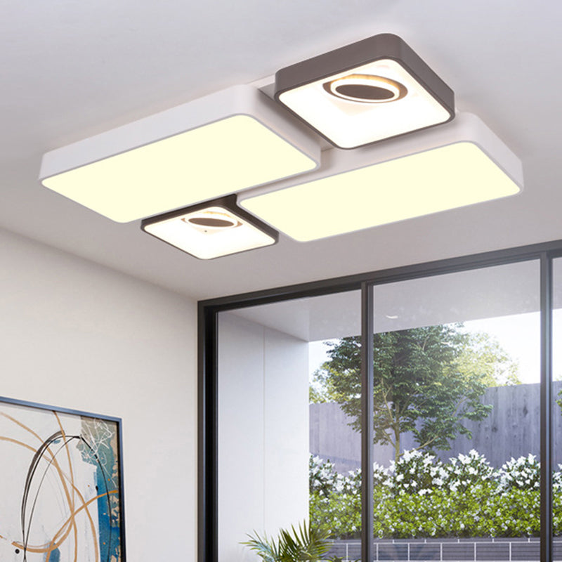 White LED Flush Mount Light with Acrylic Shade - Modern and Stylish Ceiling Lamp for Living Room