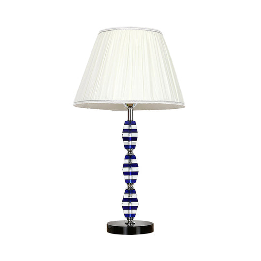 Modern Blue Table Lamp With Tapered Shade For Dining Room Or Desk