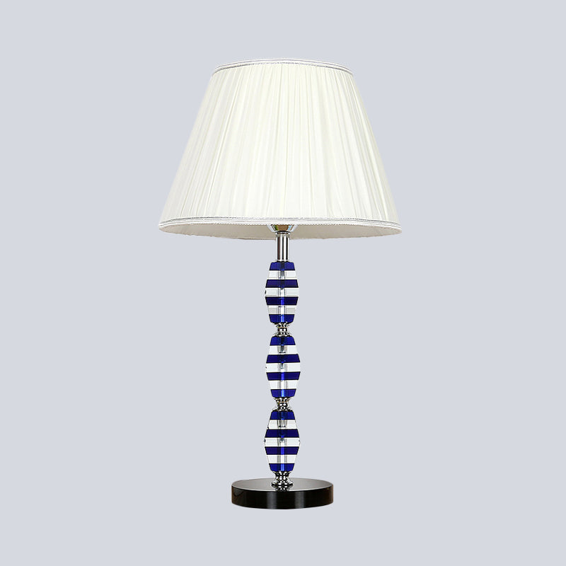 Modern Blue Table Lamp With Tapered Shade For Dining Room Or Desk