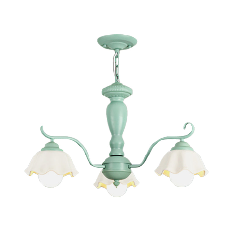 Traditional Frosted Glass Scalloped Chandelier: 3/6/8 Lights Bedroom Ceiling Pendant