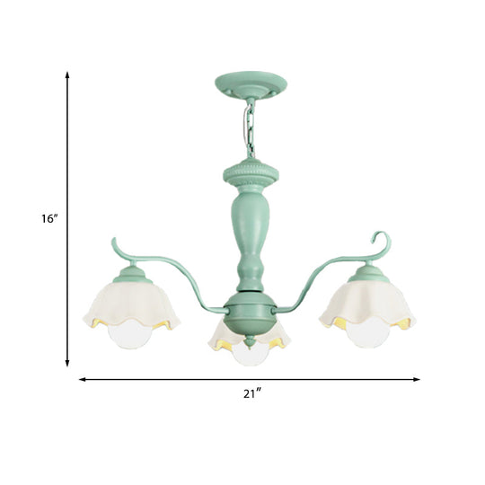 Traditional Frosted Glass Scalloped Chandelier: 3/6/8 Lights Bedroom Ceiling Pendant