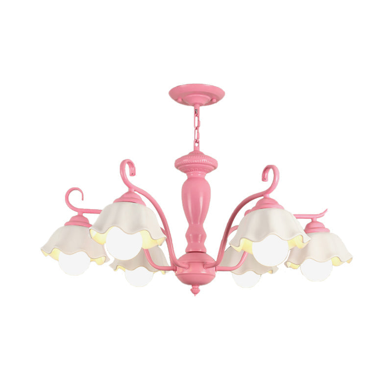 Traditional Frosted Glass Scalloped Chandelier: 3/6/8 Lights Bedroom Ceiling Pendant