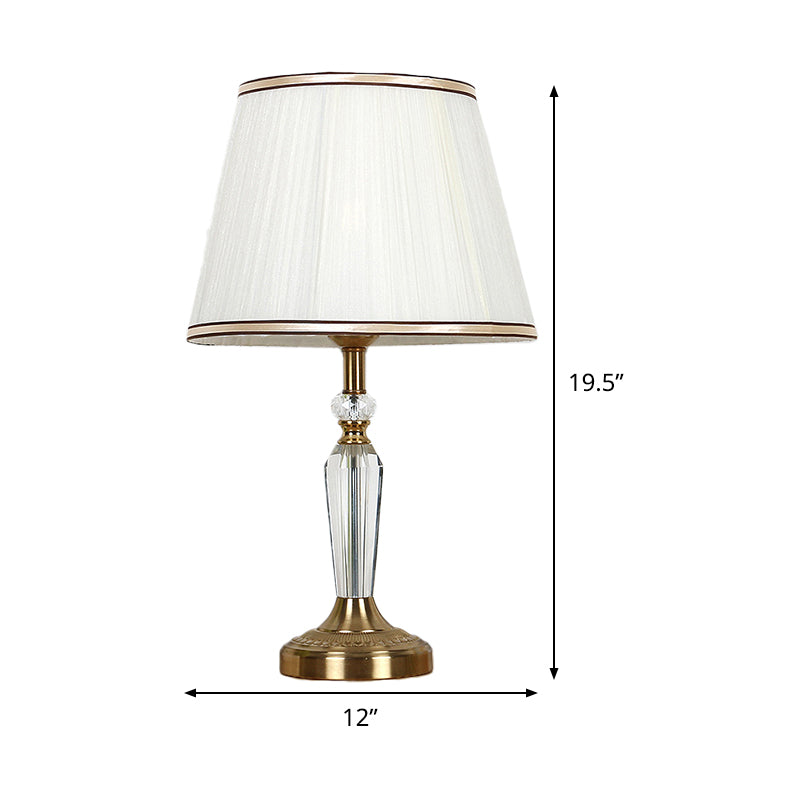 Modernist Fabric Barrel Shade Table Lamp: White Reading Light For Living Room