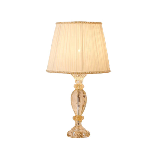 Contemporary Beige Crystal Reading Lamp: Jar Shape Faceted Design With Task Lighting