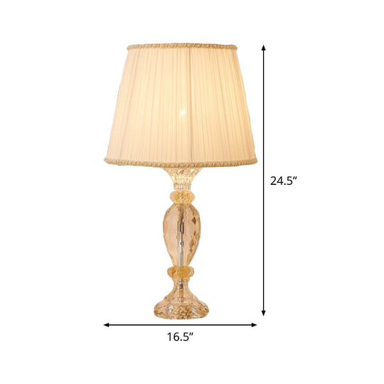 Contemporary Beige Crystal Reading Lamp: Jar Shape Faceted Design With Task Lighting