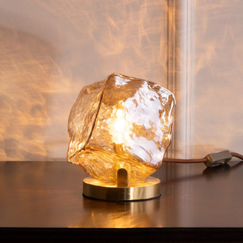 Geometric Crystal Desk Lamp In Gold - Modern Hand-Cut Table Light