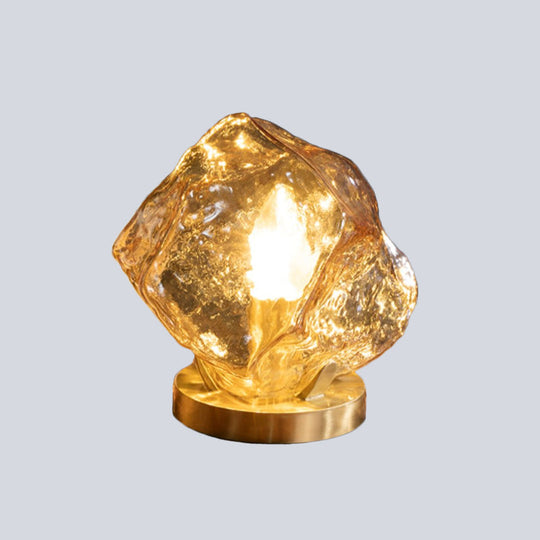 Geometric Crystal Desk Lamp In Gold - Modern Hand-Cut Table Light