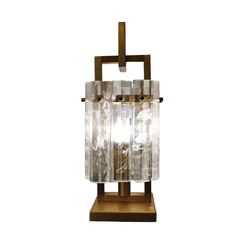 Modern Gold Desk Lamp With Beveled Crystal - Perfect Nightstand Light For Bedroom