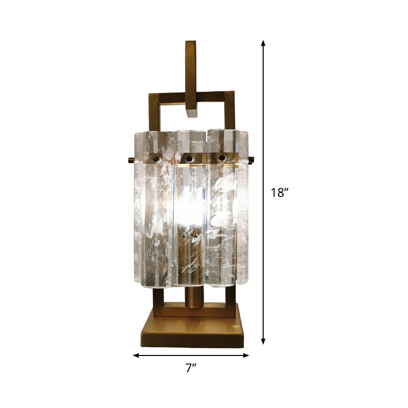 Modern Gold Desk Lamp With Beveled Crystal - Perfect Nightstand Light For Bedroom