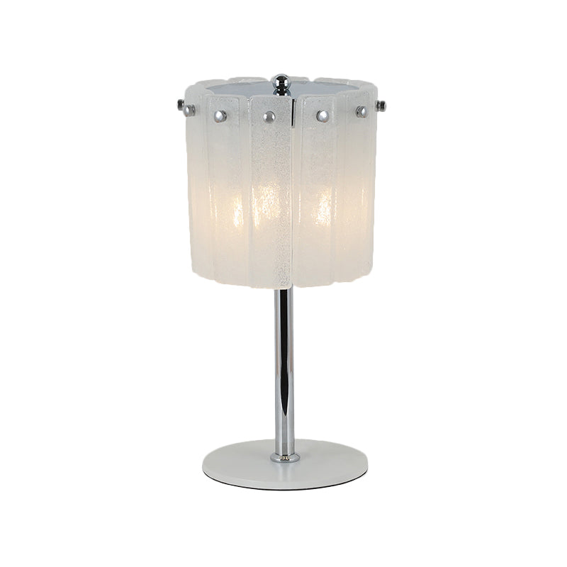 Modern 3-Head Desk Lamp With Chrome Drum Shade And Crystal Bar