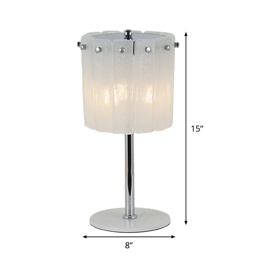 Modern 3-Head Desk Lamp With Chrome Drum Shade And Crystal Bar