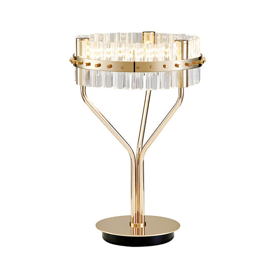 Gold Led Desk Light - Contemporary Crystal Night Table Lamp