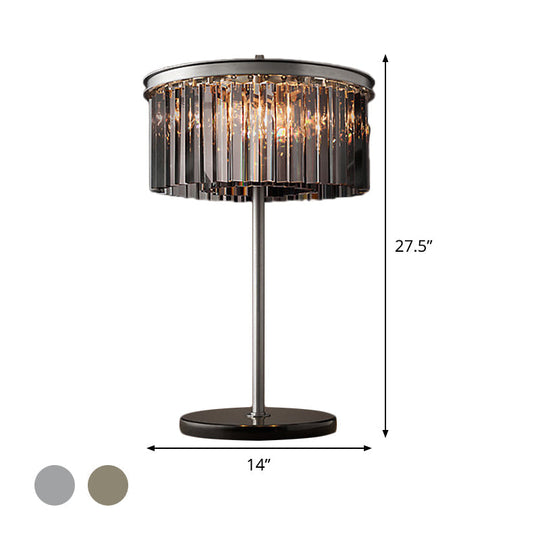 Modern Led Crystal Table Lamp Smoke Gray/Chrome For Living Room Desk