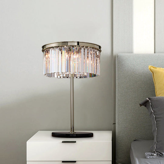 Modern Led Crystal Table Lamp Smoke Gray/Chrome For Living Room Desk