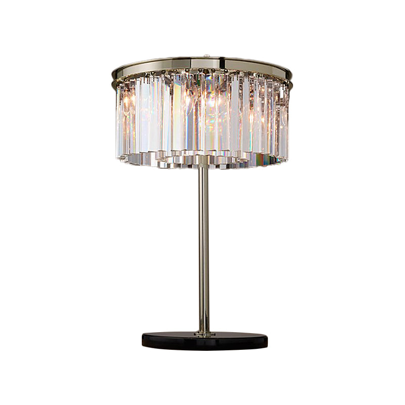 Modern Led Crystal Table Lamp Smoke Gray/Chrome For Living Room Desk