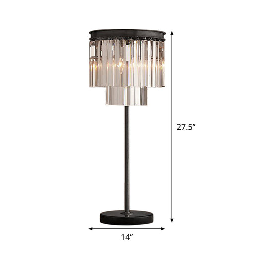 Modern Black Table Lamp With Hand-Cut Crystal 3-Bulb Book Reading Light