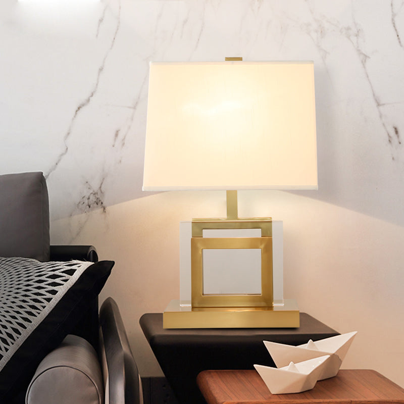 Modern 1-Head Gold Trapezoid Task Light With Fabric Shade - Ideal For Reading And Book Enthusiasts