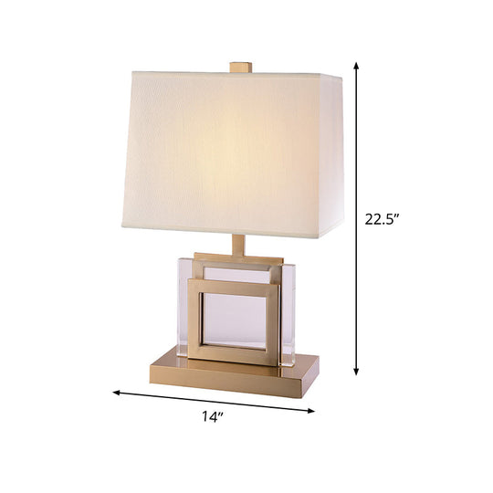 Modern 1-Head Gold Trapezoid Task Light With Fabric Shade - Ideal For Reading And Book Enthusiasts