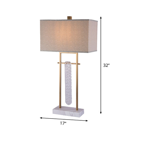 Modernist Rectangle Reading Light White Nightstand Lamp For Bedroom