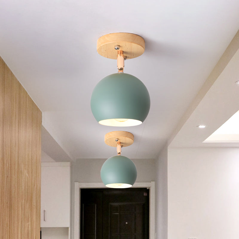 Nordic Adjustable Semi Flush Ceiling Light Fixture - Black/Gray/White/Pink/Green Orbit Design