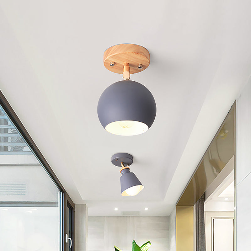 Nordic Adjustable Semi Flush Ceiling Light Fixture - Black/Gray/White/Pink/Green Orbit Design