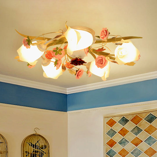 Sleek Metal Spiral Ceiling Light With Korean Flower Design - Ideal For Living Room