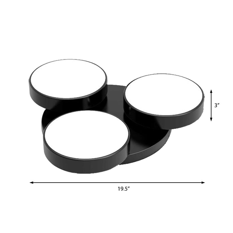 Modern Drum Flush Mount Light with Multiple Heads in Black/White for Study Room