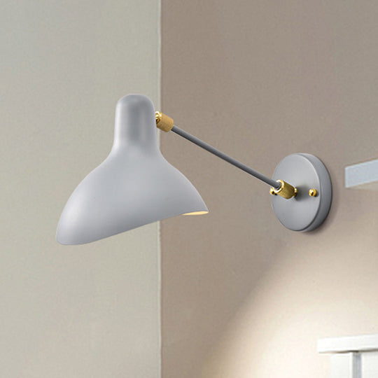 Modern Duckbill Sconce In Metallic Black/Grey - 1 Light Wall Lamp For Living Room