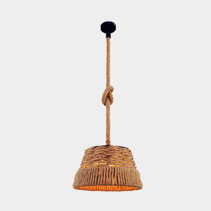 Tapered Rope Pendant Lamp With Woven Design For Industrial Restaurant Lighting